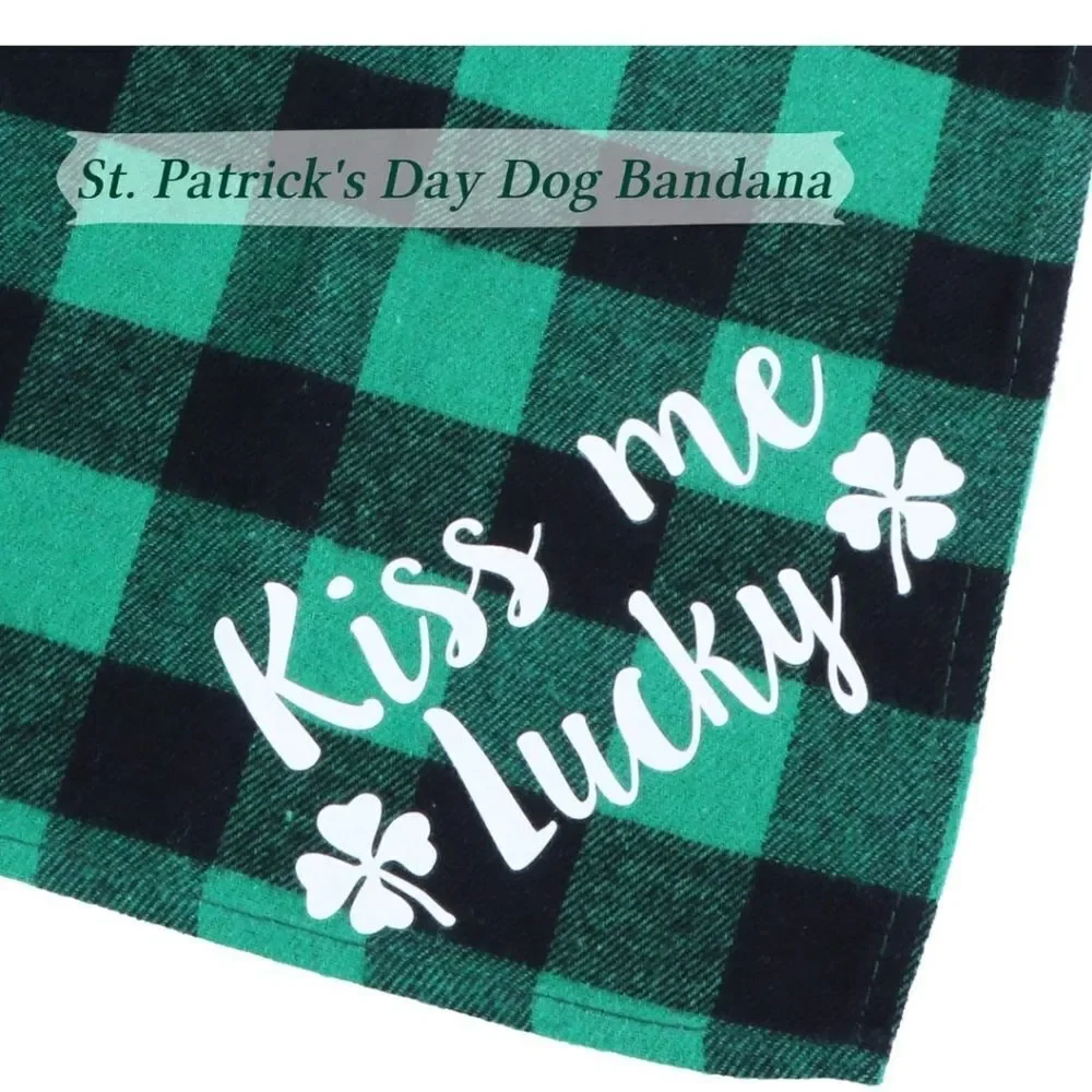 3 Pack Holiday Plaid Dog Bandana, Valentine's Day St. Patrick's Day Easter NEW
